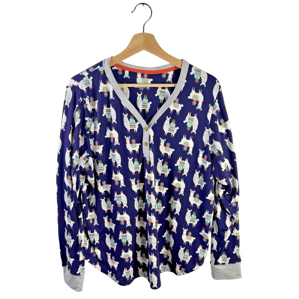 Cuddl Duds Pajama Top Long Sleeve Purple Llama Print XL